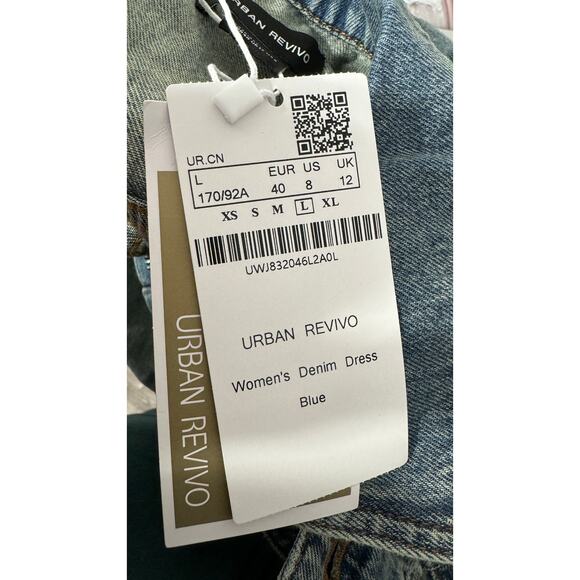 Urban Revivo Split Hem Sleeveless Denim Dress Blue Womens 8 New Jean - Picture 15 of 15